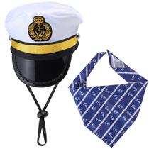 Conjunto de fantasias Yewong Pet Captain Sailors para cachorro e gato branco
