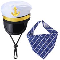 Conjunto de fantasias Yewong Pet Captain Sailors para cachorro e gato branco