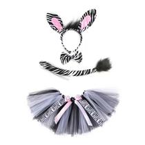 Conjunto de fantasias Zebra Ears Tail Bow Tutu Saia para crianças