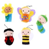 Conjunto de fantoches de dedo, 5 peças de bonecos de desenho animado, lã de tecido