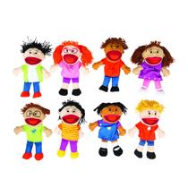 Conjunto de fantoches de mão Fun Express, 8 peças, Happy Kids, multiétnico
