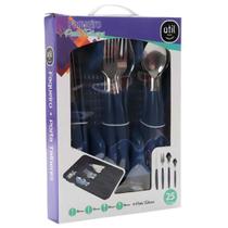 Conjunto de Faqueiro Inox com cabo plástico e Porta organizador de gaveta para Talheres com 25 Peças (Colheres sobremesa