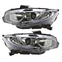 Conjunto de Faróis Halógenos com DRL LED para Honda Civic 2016-21