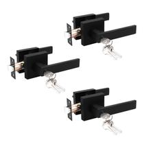 Conjunto de fechadura com alavanca de porta Probrico Interior Bedroom Black, pacote com 3