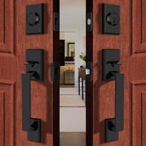 Conjunto de fechadura dupla para porta frontal Gaurqiah Square Matte Black Conjunto de fechadura dupla para porta frontal Gaurqiah Square Matte Black