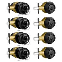 Conjunto de Fechadura Plustool Preto Fosco com Chave Igualada, 4 Unidades Conjunto de Fechadura Plustool Preto Fosco com Chave Igualada, 4 Unidades