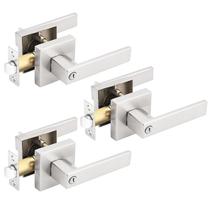 Conjunto de fechaduras de porta Gobrico Square Satin Nickel Privacy, pacote com 3