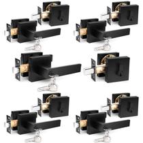 Conjunto de fechaduras de porta Probrico Square Entry Levers Deadbolts, pacote com 5