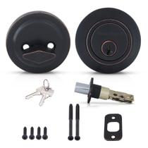 Conjunto de Fechaduras Deadbolt Honeywell para Porta Frontal - Anti-Bump - Acabamento Bronze Conjunto de Fechaduras Deadbolt Honeywell para Porta Frontal - Anti-Bump - Acabamento Bronze