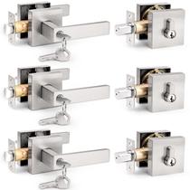 Conjunto de fechaduras e fechaduras Probrico Satin Nickel, pacote com 3