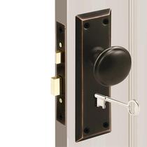 Conjunto de fechaduras MaxxGeek Mortise Keyed Classic Knobs Bronze, pacote com 1 pacote