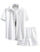 Conjunto de férias masculino Outfit Wyeysyt Waffle Button Down Beach