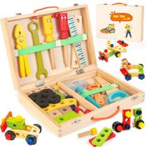 Conjunto de ferramentas Bravmate Kids Wooden Montessori com caixa de 2 a 5 anos