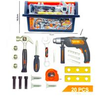 Conjunto de Ferramentas Com Furadeira Elétrica Brinquedo Com 20 Peças Conjunto de Ferramentas Com Furadeira Elétrica Brinquedo Com 20 Peças