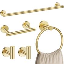 Conjunto de ferramentas de banheiro em aço inoxidável dourado escovado