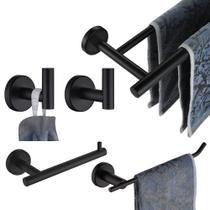 Conjunto de ferramentas de banheiro JQK BAS105-PB Matte Black de 5 peças Conjunto de ferramentas de banheiro JQK BAS105-PB Matte Black de 5 peças