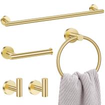 Conjunto de ferramentas de banheiro Lairuier de 5 peças em aço dourado escovado