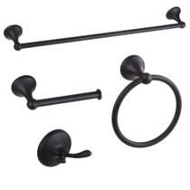 Conjunto de ferramentas de banheiro Ntipox Matte Black 4 peças Conjunto de ferramentas de banheiro Ntipox Matte Black 4 peças