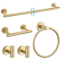 Conjunto de ferramentas de banheiro TURS Brushed Gold 5 peças SUS304 Conjunto de ferramentas de banheiro TURS Brushed Gold 5 peças SUS304