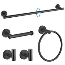 Conjunto de ferramentas de banheiro TURS Matte Black, 5 peças de aço inoxidável Conjunto de ferramentas de banheiro TURS Matte Black, 5 peças de aço inoxidável