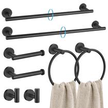 Conjunto de ferramentas de banheiro TURS Matte Black 8 peças de aço SUS304 Conjunto de ferramentas de banheiro TURS Matte Black 8 peças de aço SUS304