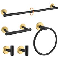 Conjunto de ferramentas de banheiro TURS preto/dourado SUS304 em aço inoxidável Conjunto de ferramentas de banheiro TURS preto/dourado SUS304 em aço inoxidável