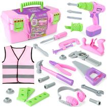 Conjunto de ferramentas de brinquedo EP EXERCISE N PLAY Pink com furadeira elétrica