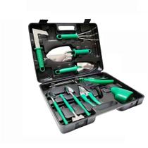 Conjunto de ferramentas de jardim de 10 peças em aço inoxidável com estojo verde Conjunto de ferramentas de jardim de 10 peças em aço inoxidável com estojo verde