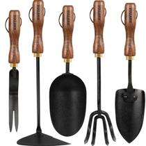 Conjunto de Ferramentas de Jardim ROYTOA 5 Peças Aço Inoxidável com Cabo de Nogueira Conjunto de Ferramentas de Jardim ROYTOA 5 Peças Aço Inoxidável com Cabo de Nogueira
