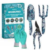 Conjunto de ferramentas de jardim WORKPRO Alumínio 4 peças com espátula, ancinho e podador