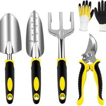 Conjunto de ferramentas de jardinagem, 5 peças, pá, ancinho e tesoura, luva de alumínio Conjunto de ferramentas de jardinagem, 5 peças, pá, ancinho e tesoura, luva de alumínio