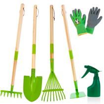 Conjunto de ferramentas de jardinagem Amtreen Kids 6PCS com luvas, pá e muito mais