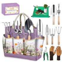Conjunto de ferramentas de jardinagem halilus de 9 peças em aço inoxidável com bolsa