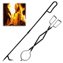 Conjunto de ferramentas de lareira Xxzhiho, bastão de fogueira de 91 cm e pinças de 64 cm