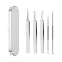 Conjunto De Ferramentas De Limpeza Facial Em Aço Inoxidável 15 Peças Extrator De Comedões Alicates