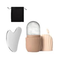 Conjunto De Ferramentas De Limpeza Facial Em Aço Inoxidável Em Forma De Coração 3 Peças Rolador De