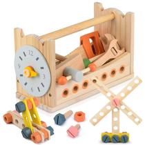 Conjunto de ferramentas de madeira Toy Toolbox medoga para criança com acessório Conjunto de ferramentas de madeira Toy Toolbox medoga para criança com acessório