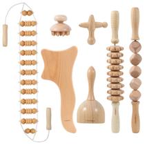 Conjunto de ferramentas de massagem AiRelax Wood Therapy, pacote com 7 unidades para corpo