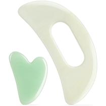 Conjunto de ferramentas de massagem Gua Sha Jade Stone maior com alça
