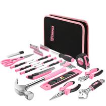 Conjunto de ferramentas DEKO, kit de ferramentas domésticas rosa de 110 peças com bolsa Conjunto de ferramentas DEKO, kit de ferramentas domésticas rosa de 110 peças com bolsa