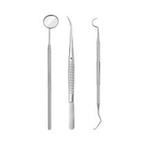 Conjunto De Ferramentas Dentárias De Aço Inoxidável, 3 Peças, Cuidados Bucais, Removedor De Cálculo,