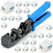Conjunto de ferramentas Everest EasyJack com terminação de velocidade angular de 90 com 20 conectores RJ45 Cat6 Keystone Conjunto de ferramentas Everest EasyJack com terminação de velocidade angular de 90 com 20 conectores RJ45 Cat6 Keystone
