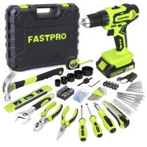 Conjunto de ferramentas: furadeira de íon de lítio sem fio FASTPRO 20V, 177 unidades