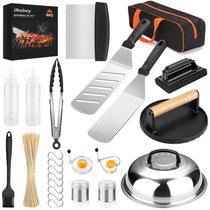 Conjunto de ferramentas Griddle Grill iRabey 122 unidades com prensa de hambúrguer