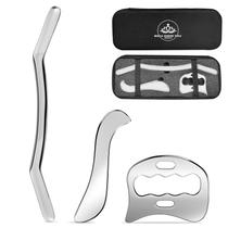 Conjunto de ferramentas Gua Sha Muscle Scraper GLXPJU 3 em 1 de aço inoxidável