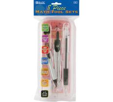 Conjunto de ferramentas matemáticas BAZIC, 9 peças com estojo (24 unidades), triângulo 30/60/90