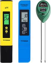 Conjunto de ferramentas Medidor de PH digital VIVOSUN, 3 em 1 TDS EC & Temp