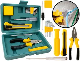 Conjunto De Ferramentas Multiuso Alicate Estilete Chaves 12 Peças Com Maleta Plástica Organizadora Hutz