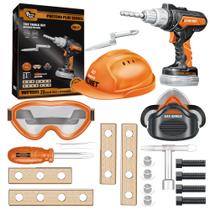 Conjunto de ferramentas Pairez Toys para crianças de 3 a 5 anos com furadeira elétrica e capacete Conjunto de ferramentas Pairez Toys para crianças de 3 a 5 anos com furadeira elétrica e capacete