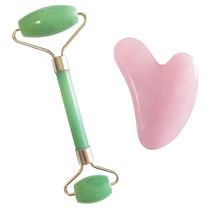 Conjunto de ferramentas para a pele Mina Heal Rose Quartz Gua Sha and Jade